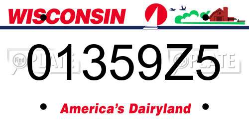 01359Z5 Wisconsin License Plate