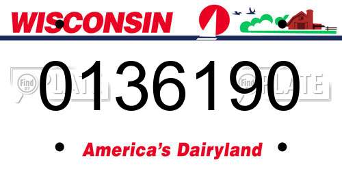 0136190 Wisconsin License Plate