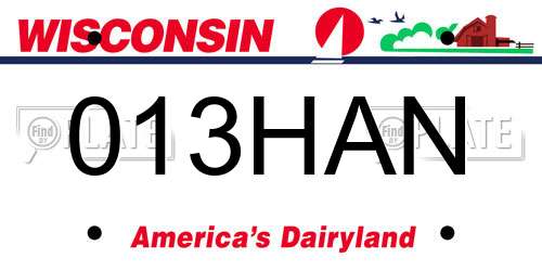 013HAN Wisconsin License Plate