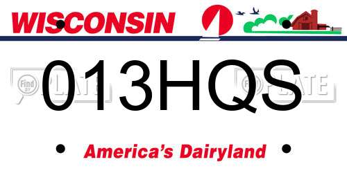 013HQS Wisconsin License Plate