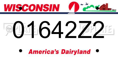 01642Z2 Wisconsin License Plate