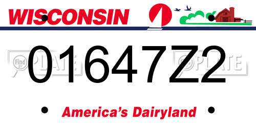 01647Z2 Wisconsin License Plate