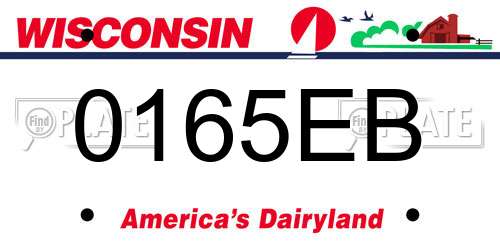 0165EB Wisconsin License Plate