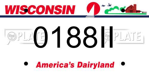 0188II Wisconsin License Plate