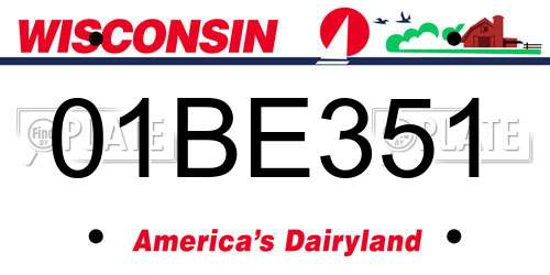 01BE351 Wisconsin License Plate
