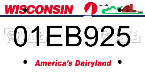 01EB925 Wisconsin License Plate