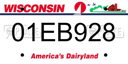 01EB928 Wisconsin License Plate