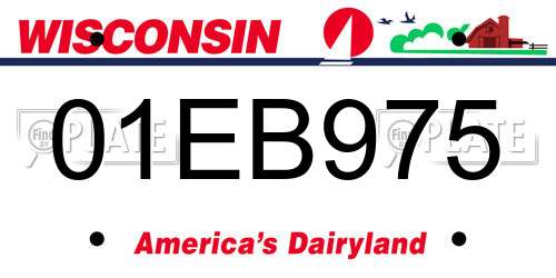 01EB975 Wisconsin License Plate