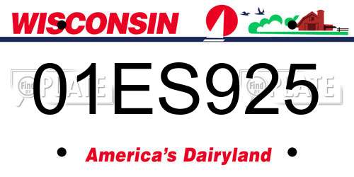 01ES925 Wisconsin License Plate