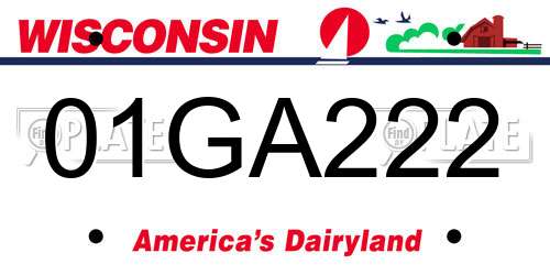 01GA222 Wisconsin License Plate