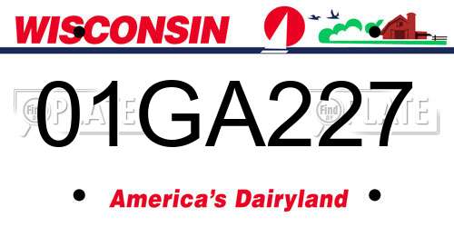 01GA227 Wisconsin License Plate