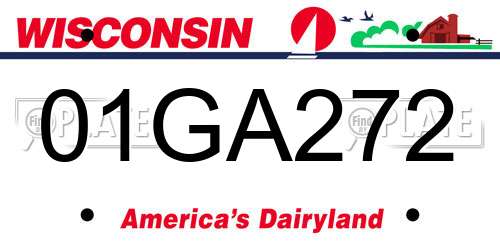 01GA272 Wisconsin License Plate