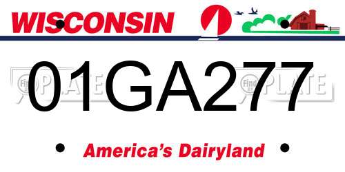 01GA277 Wisconsin License Plate