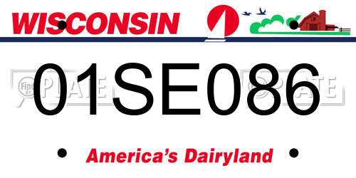 01SE086 Wisconsin License Plate