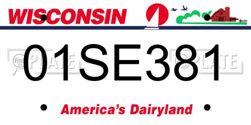 01SE381 Wisconsin License Plate