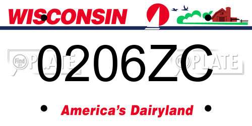 0206ZC Wisconsin License Plate