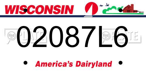 02087L6 Wisconsin License Plate