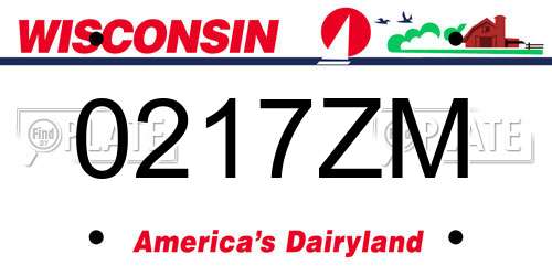 0217ZM Wisconsin License Plate