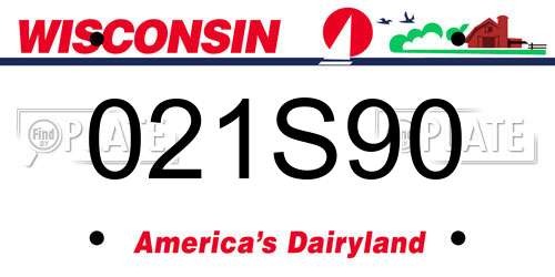 021S90 Wisconsin License Plate