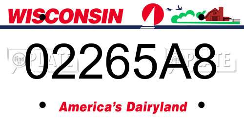 02265A8 Wisconsin License Plate