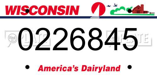 0226845 Wisconsin License Plate