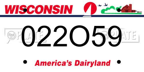 022O59 Wisconsin License Plate