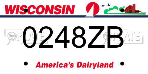 0248ZB Wisconsin License Plate
