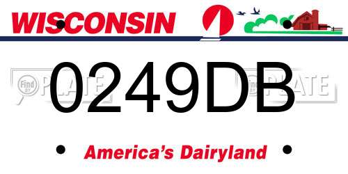 0249DB Wisconsin License Plate