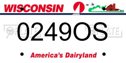 0249OS Wisconsin License Plate