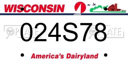 024S78 Wisconsin License Plate