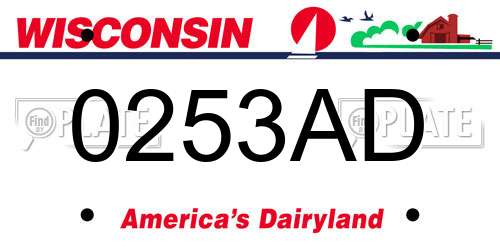 0253AD Wisconsin License Plate