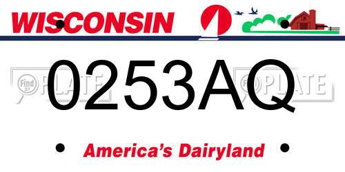0253AQ Wisconsin License Plate