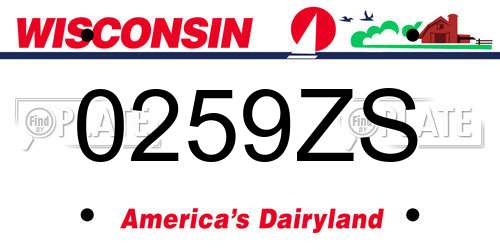 0259ZS Wisconsin License Plate