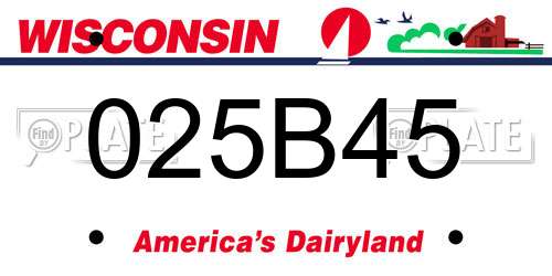 025B45 Wisconsin License Plate