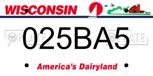 025BA5 Wisconsin License Plate
