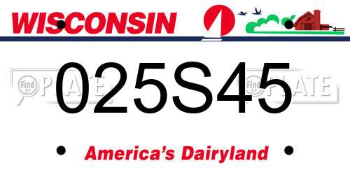 025S45 Wisconsin License Plate