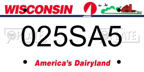 025SA5 Wisconsin License Plate