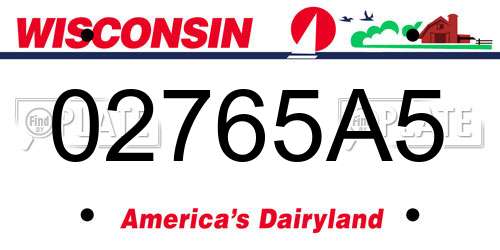02765A5 Wisconsin License Plate
