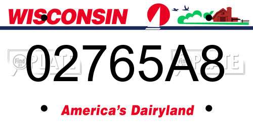 02765A8 Wisconsin License Plate
