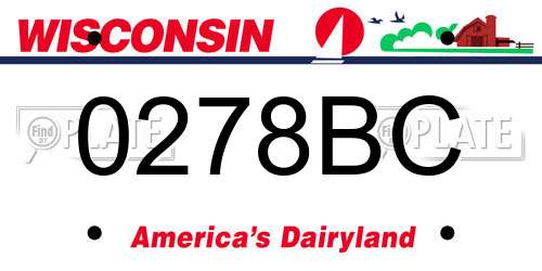 0278BC Wisconsin License Plate