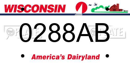 0288AB Wisconsin License Plate