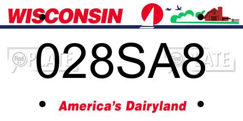 028SA8 Wisconsin License Plate