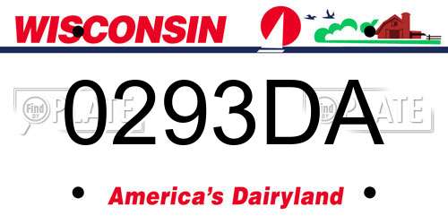 0293DA Wisconsin License Plate