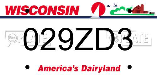 029ZD3 Wisconsin License Plate