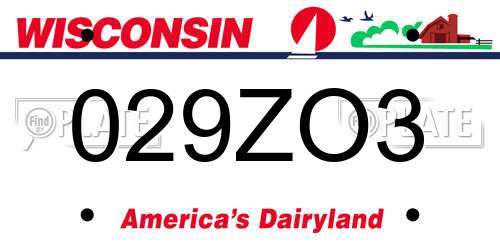 029ZO3 Wisconsin License Plate