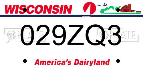 029ZQ3 Wisconsin License Plate