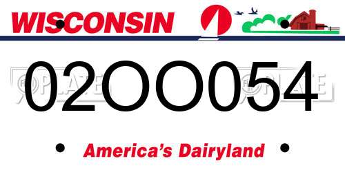 02OO054 Wisconsin License Plate