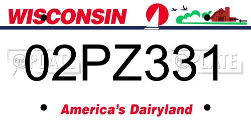 02PZ331 Wisconsin License Plate