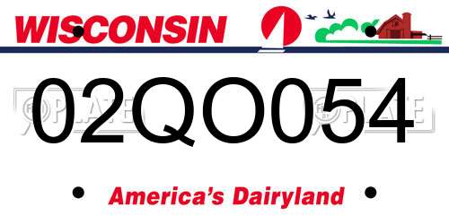 02QO054 Wisconsin License Plate
