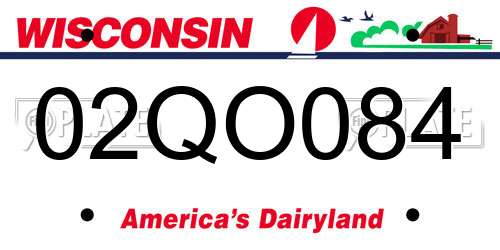 02QO084 Wisconsin License Plate